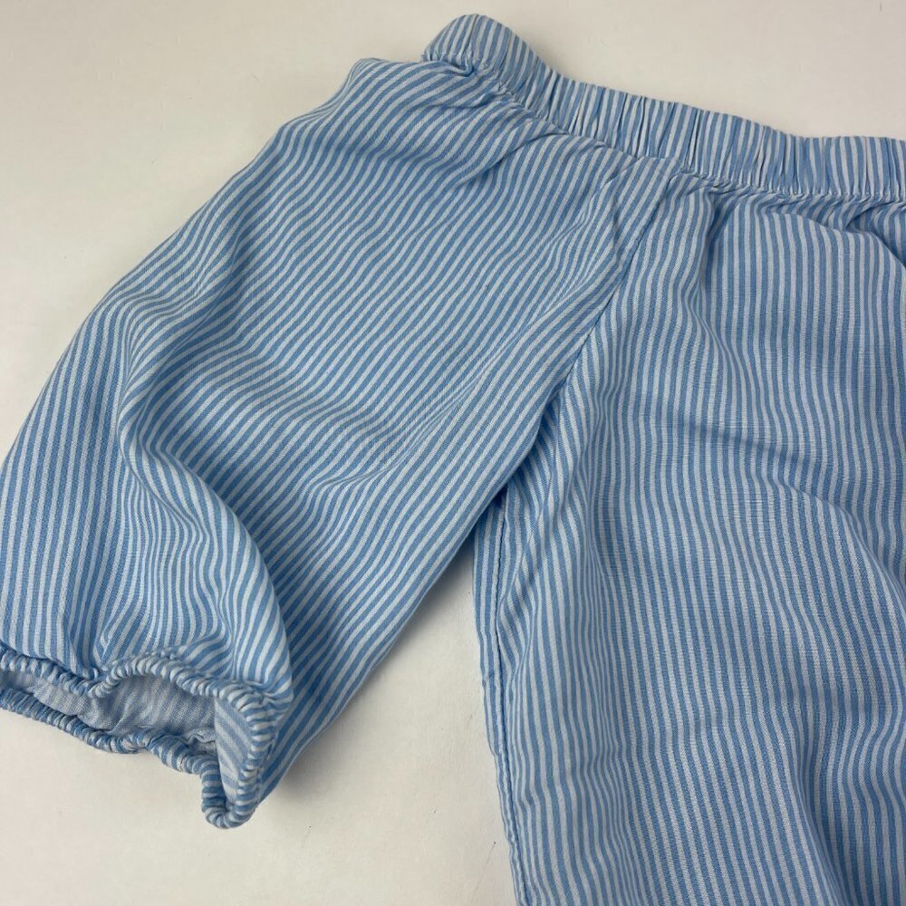 Ambiance Shirt Womens Medium Blue White Striped Off Shoulder Short Sleeve - Picture 4 of 9